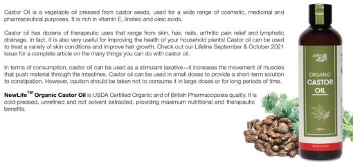 Pure Castor Oil - 250ml Organic Hexane-Free Anti-Inflammatory, Hair Growth, Skin Moisturizer, Joint Relief - Image 4