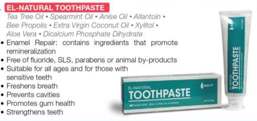 Toothpaste El-Natural - No Fluoride, 100g, Natural Ingredients, Antibacterial, Prevents Tooth Decay, Freshens Breath, Heals Gums - Image 4